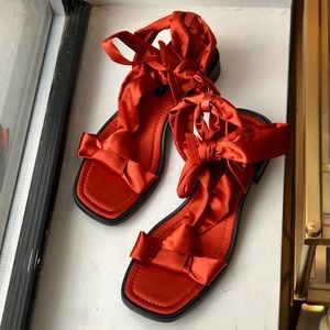 Rust colored satin Zara sandals size 41/11